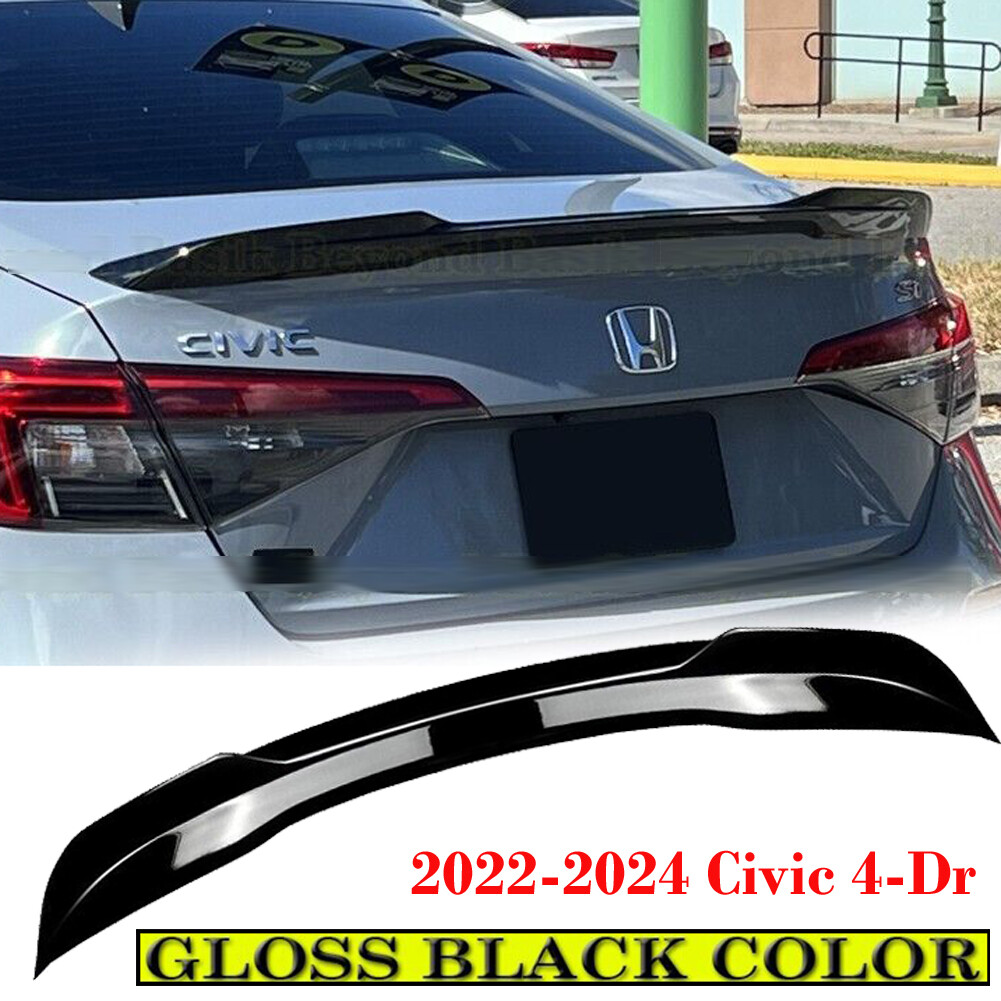 For 2022 23 2024 Honda Civic 4Dr Si Factory Style Trunk Spoiler Wing GLOSS BLACK