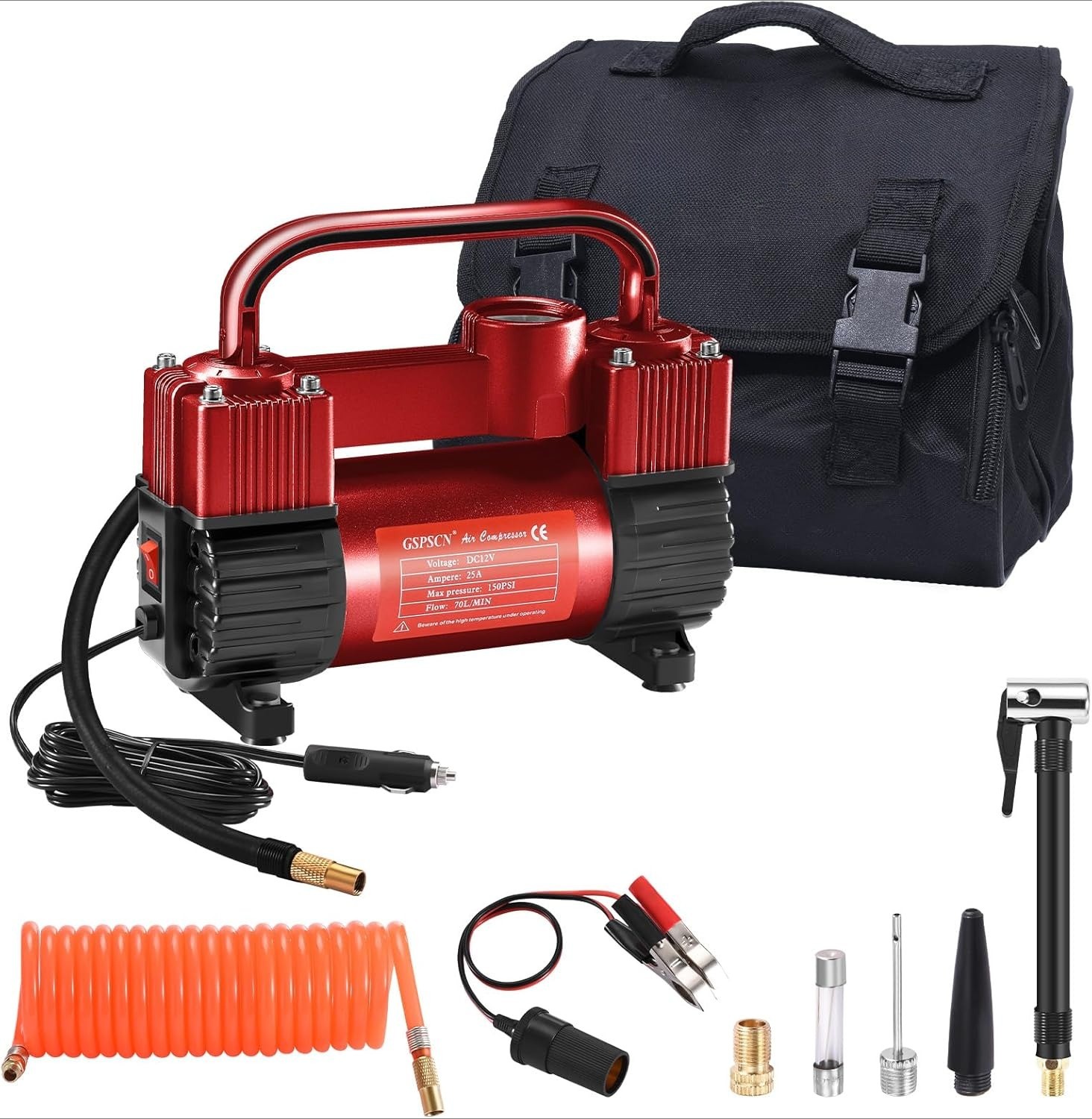 6X Faster Inflation Tire Inflator Heavy Duty Double Cylinders with Portable