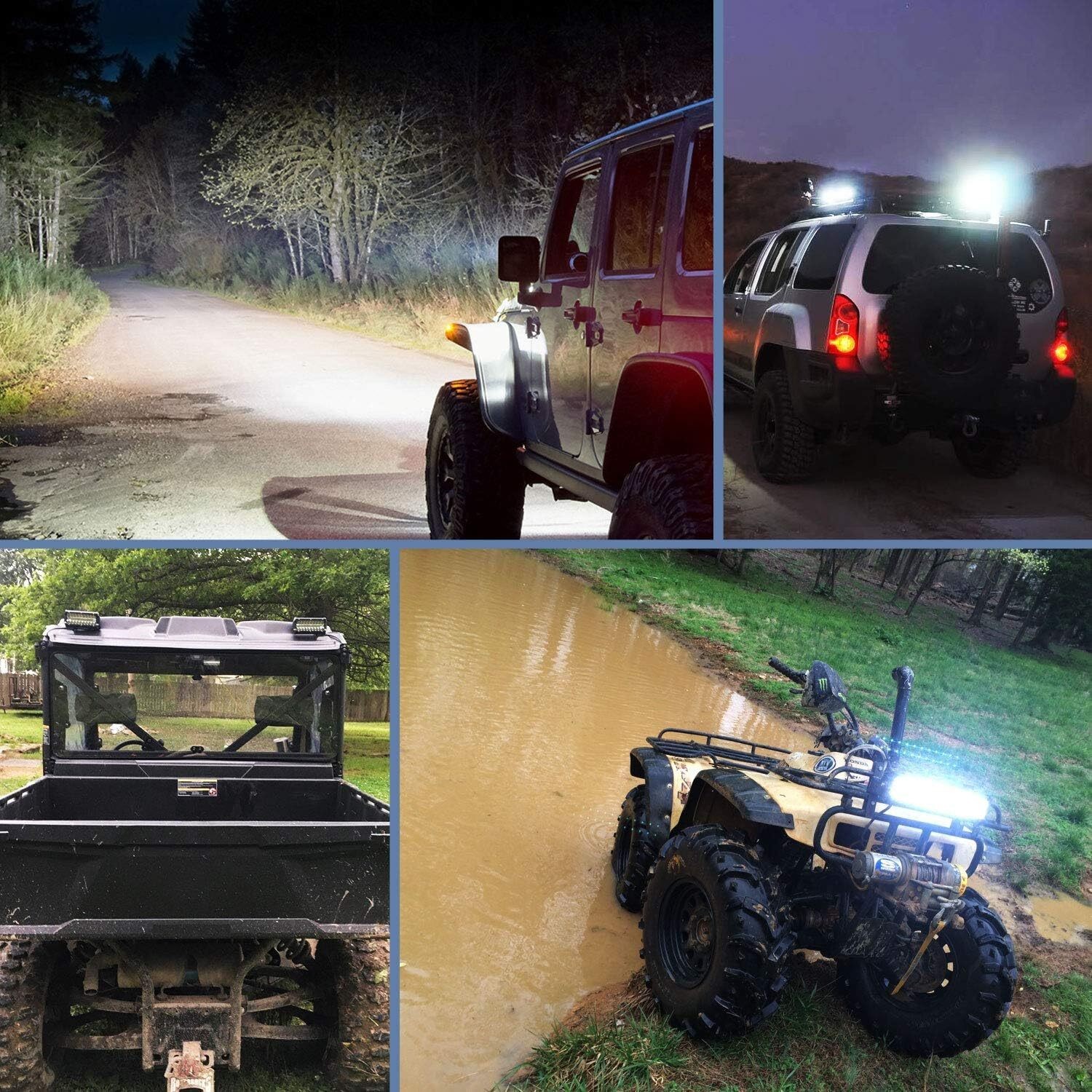 2x 7inch 30000LM LED Work Light Bar Flood Spot Pod Offroad Fog Driving ATV Truck