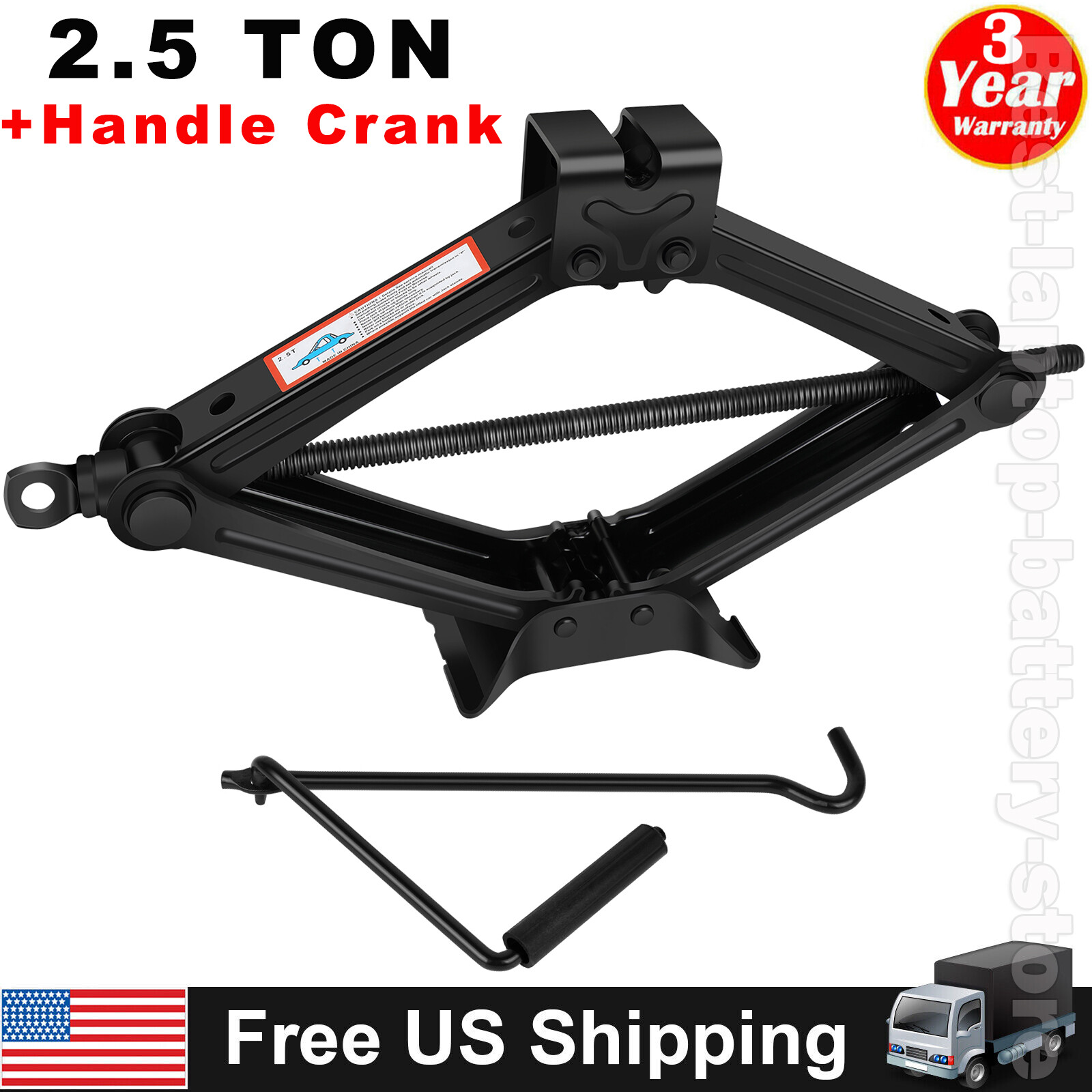2.5 Ton Scissor Jack Car Heavy Duty Garage Tire Wheel Lug Handle Crank Tool Kit