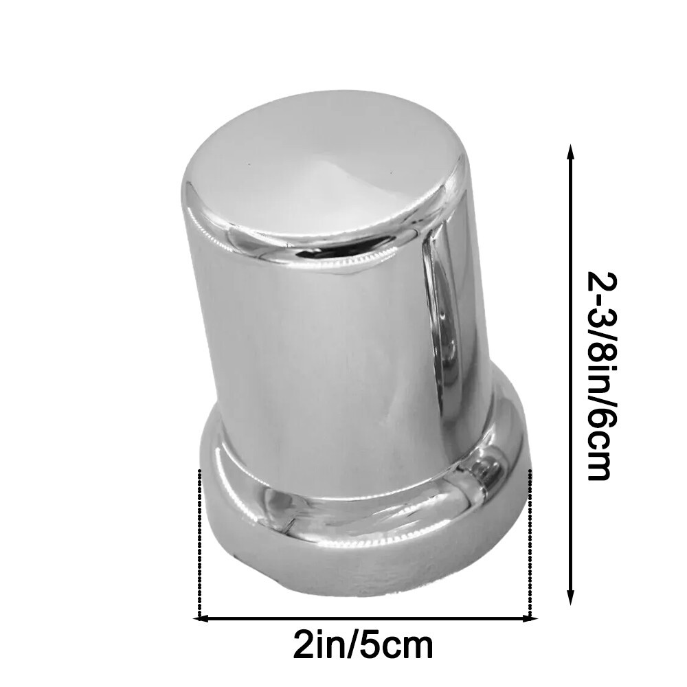 Chrome Plastic 33mm x 2-3/8” Push-On Lug Nut Covers Top Hat w/ Flange 20PCS