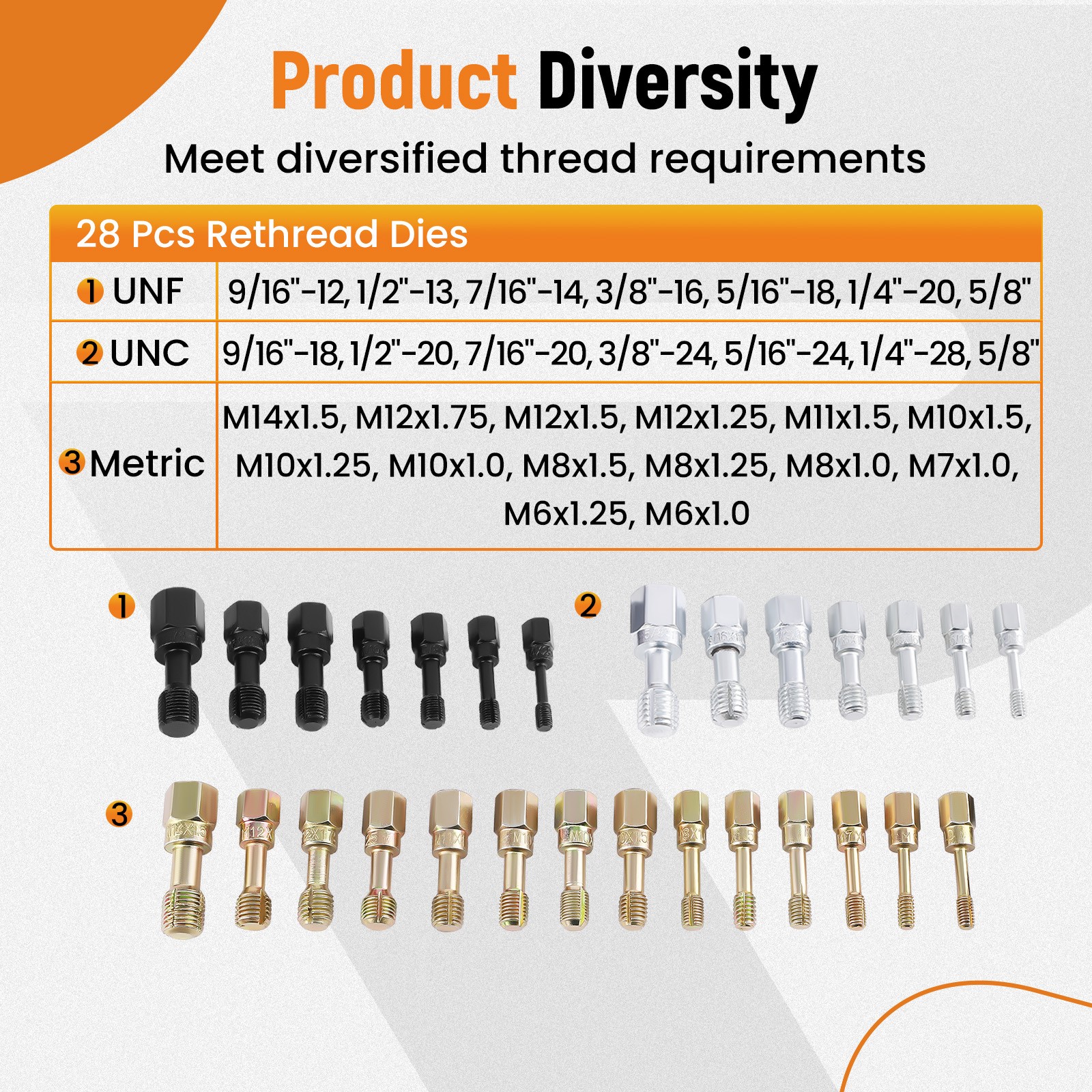 Industrial Thread Chaser Set 61pc SAE/Metric Color-Coded for Automotive Repair
