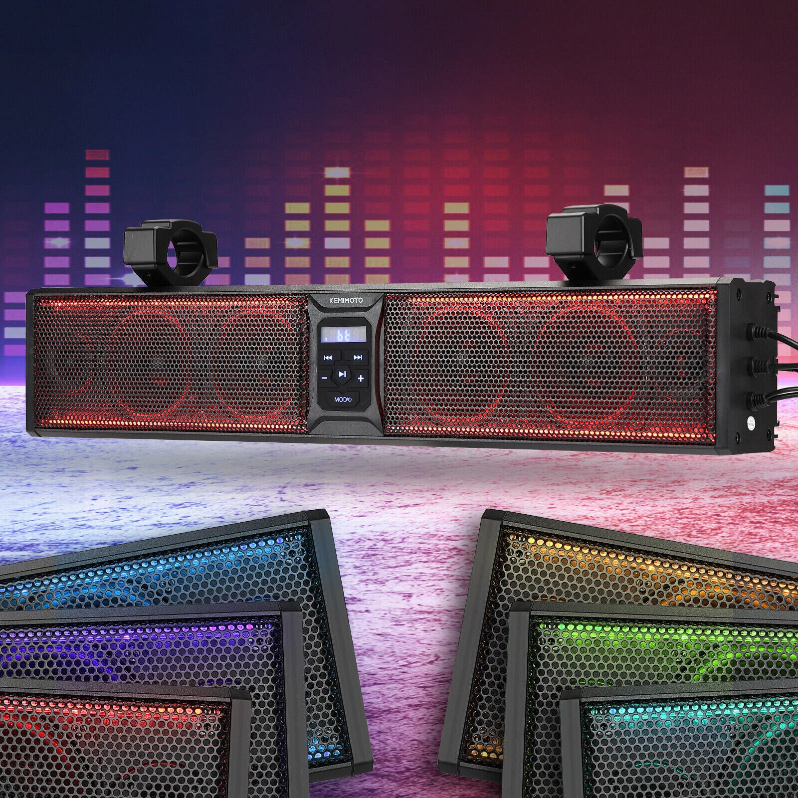 26” RGB Multicolor UTV Sound Bar Bluetooth Speaker System for Polaris RZR X3