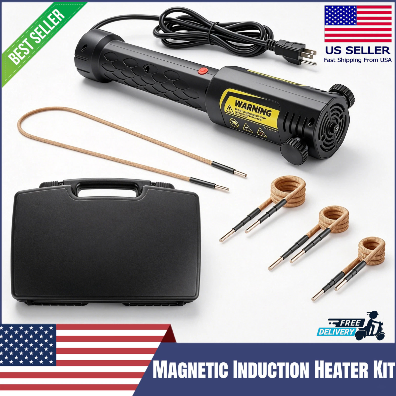 110V Magnetic Induction Heater Kit Bolt Remover Non-Contact Heat Tool Free Coils