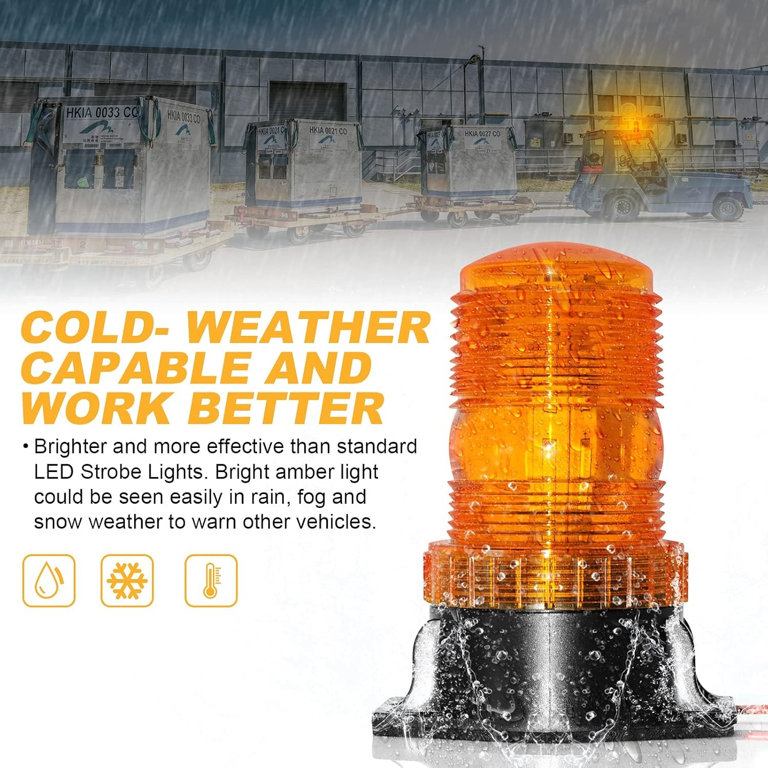 Amber 6W IP65 Strobe Beacon Pair LED-018 12-30V For Bus Truck Vehicle