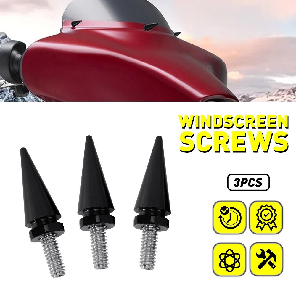 3-30Set For 1996-2013 Harley Touring Spike Black Windshield Trim Screw Bolts Set