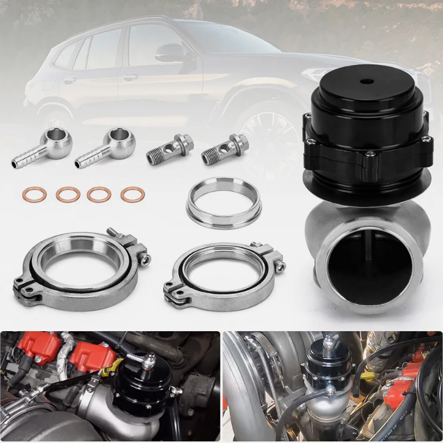 BLACK 60MM Vband Flange Wastegate For TIAL BMW Subaru Honda Universal cars