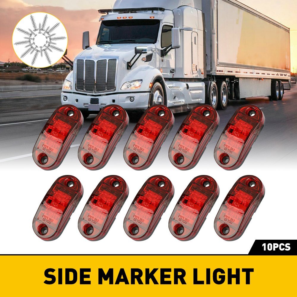 10* Red 2-LED Oval Side Marker Lights Truck Trailer Clearance Light Waterproof