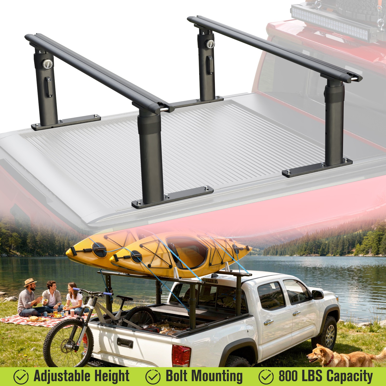 T-Slot Tonneau Bed Rack Base Adjustable For Tacoma Gladiator Colorado Ranger