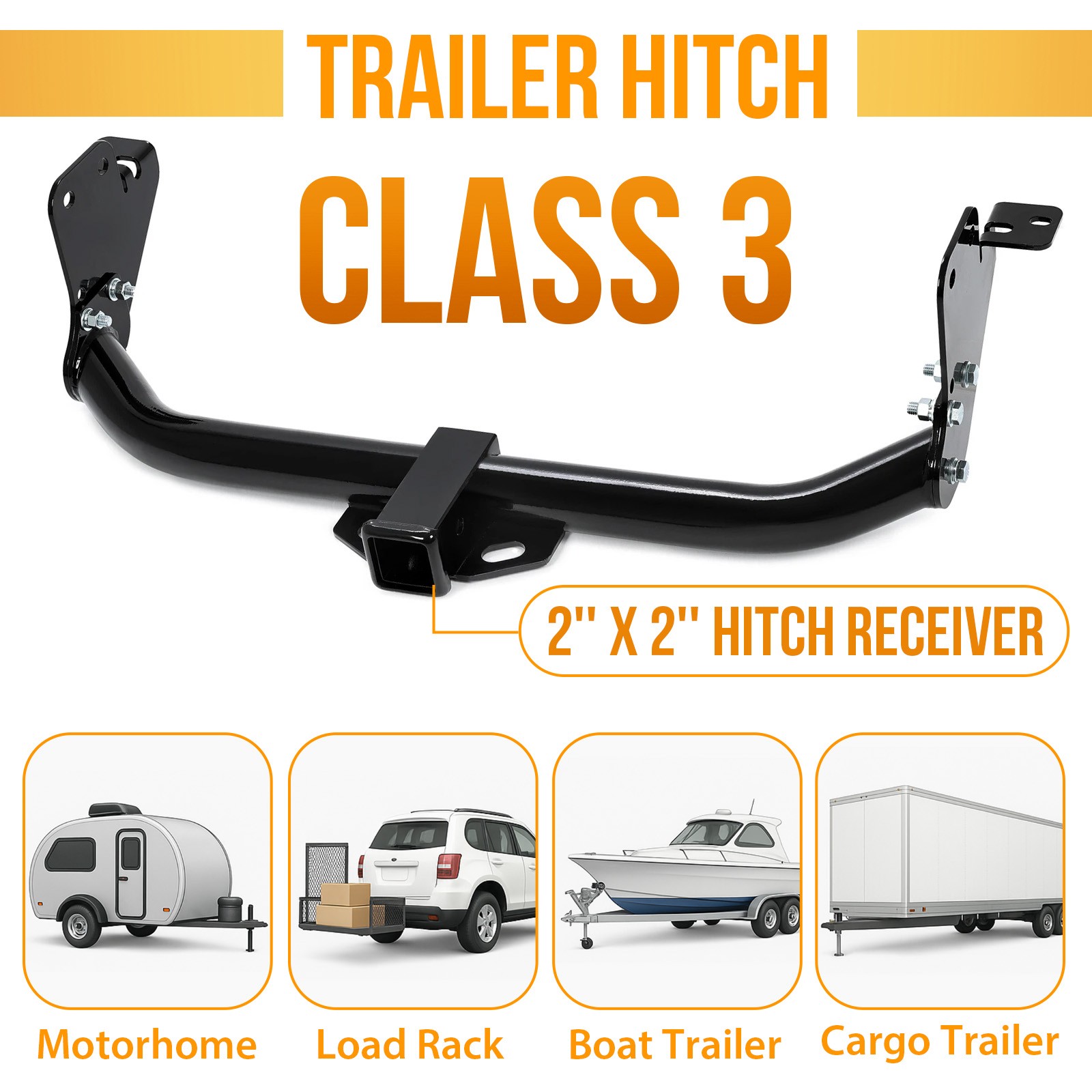 Trailer Hitch 2″ Receiver Class 3 Fits Select Mitsubishi Outlander Sport, RVR