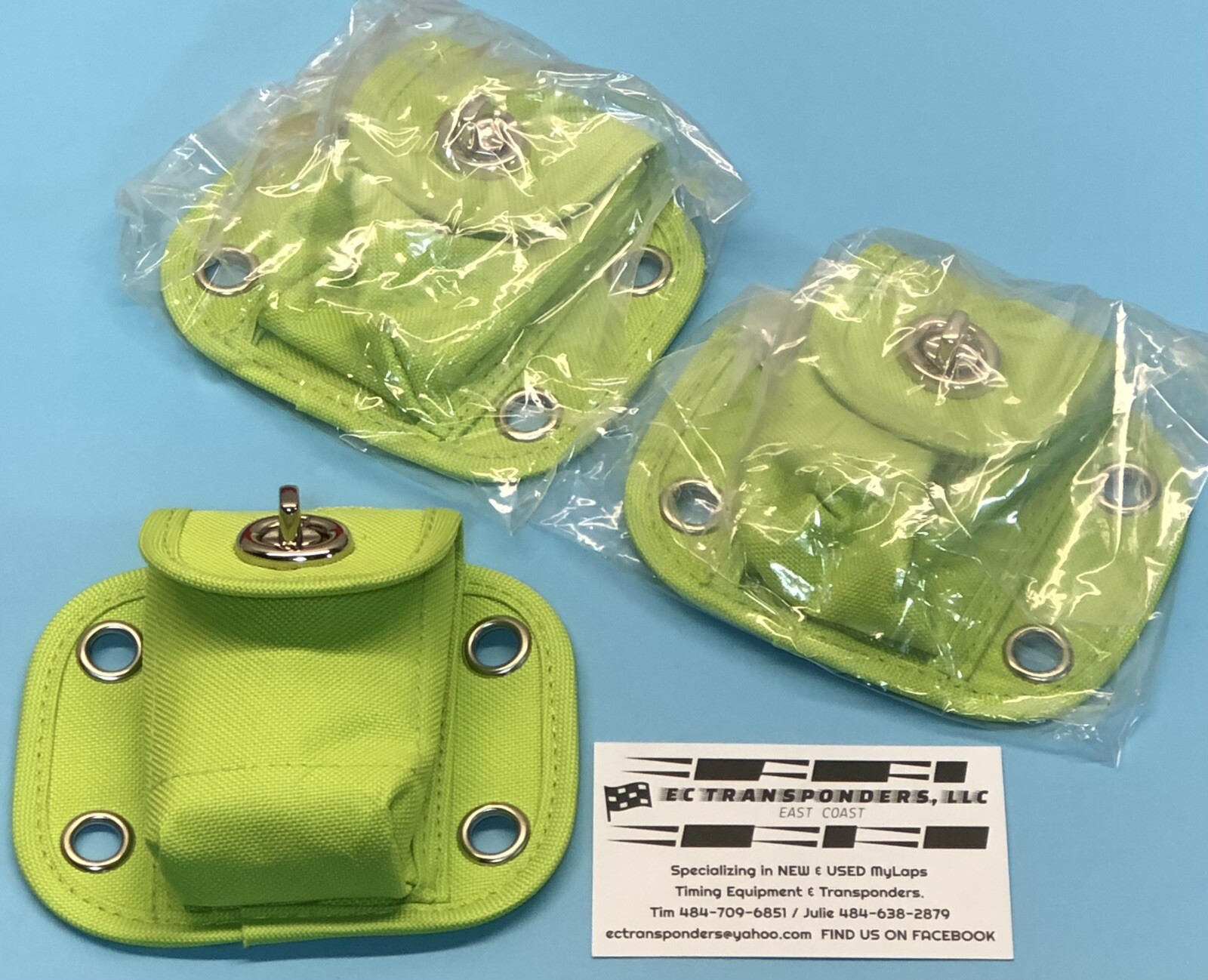 MYLAPS / WESTHOLD TRANSPONDER POUCHES – NEON GREEN – SOLD BY EACH!!!