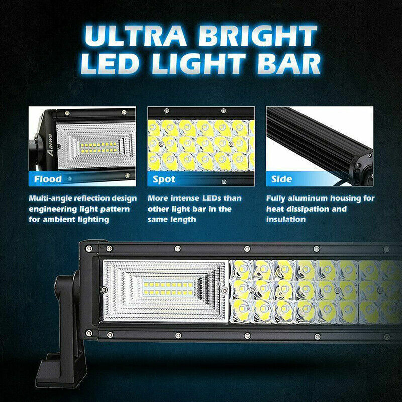 32 Inch LED LIGHT BAR Tri Row Spot Flood Combo Truck Offroad 4WD ATV SUV Light