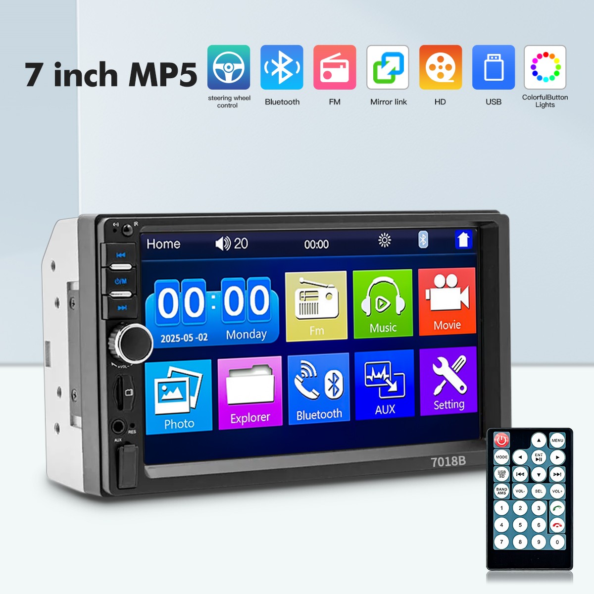 7″ 1Din Universal Android Car Radio Apple Carplay Stereo MP5 Player BT FM TF US