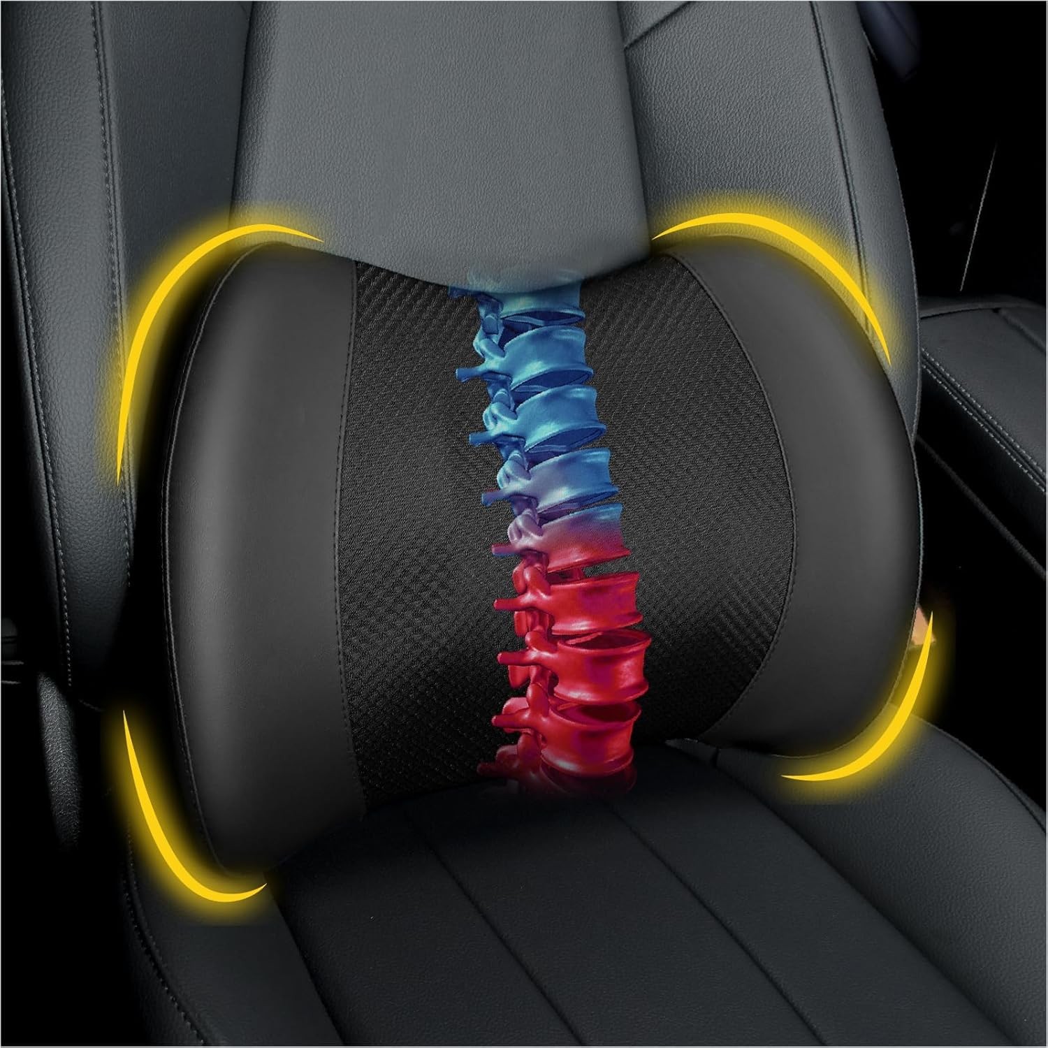 Car lumbar support pillow, memory foam lumbar cushion for back pain relief