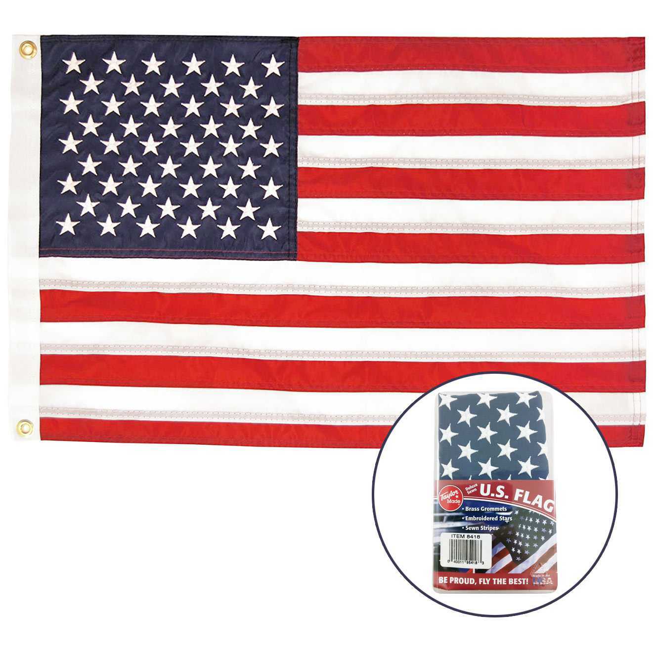 Taylor Made 8418 United States 50-Star Flag 12″ x 18″ Deluxe Sewn Marine Boat