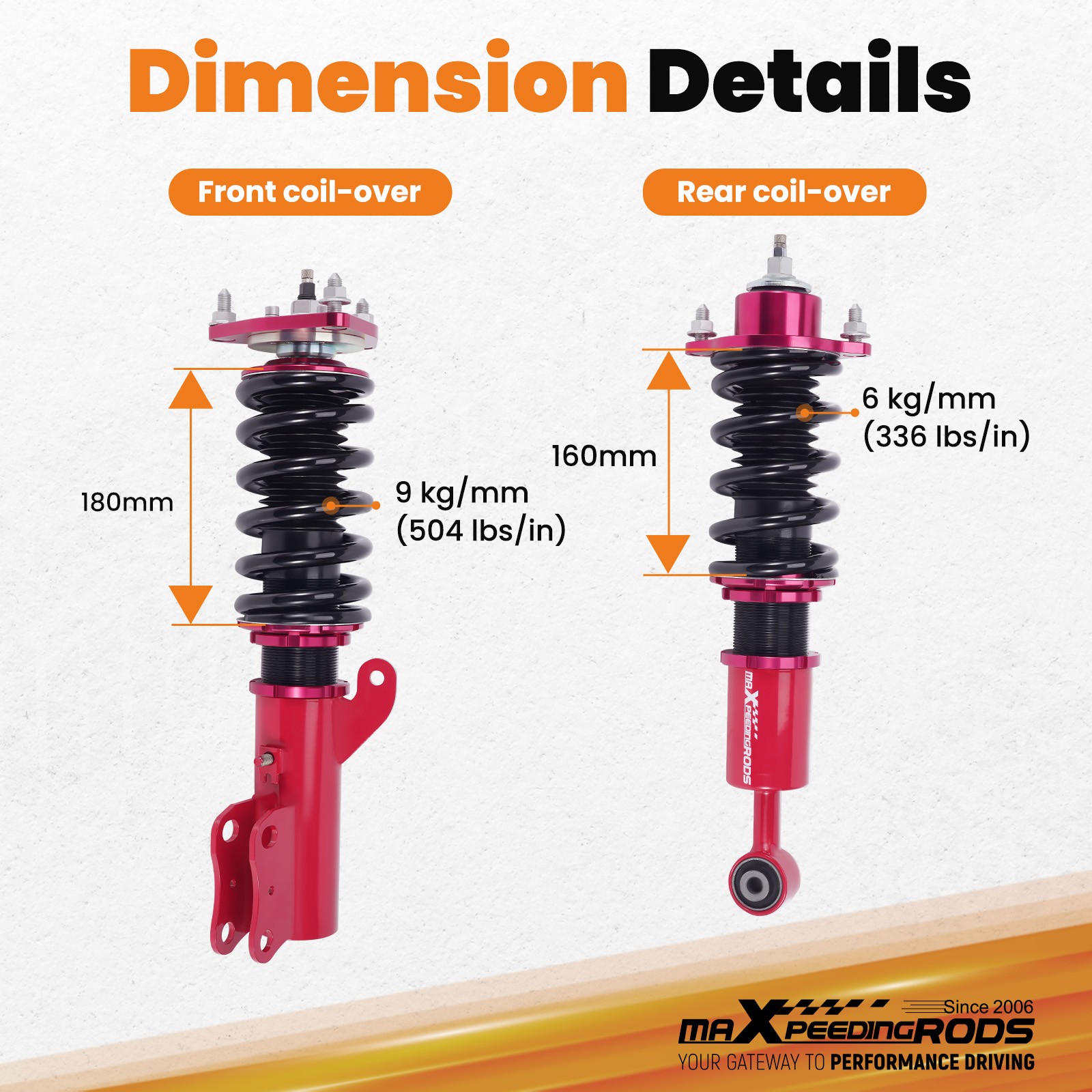 MaXpeedingrods 24 Way Adjustable Coilovers Shock Kit for Mitsubishi Lancer 08-17