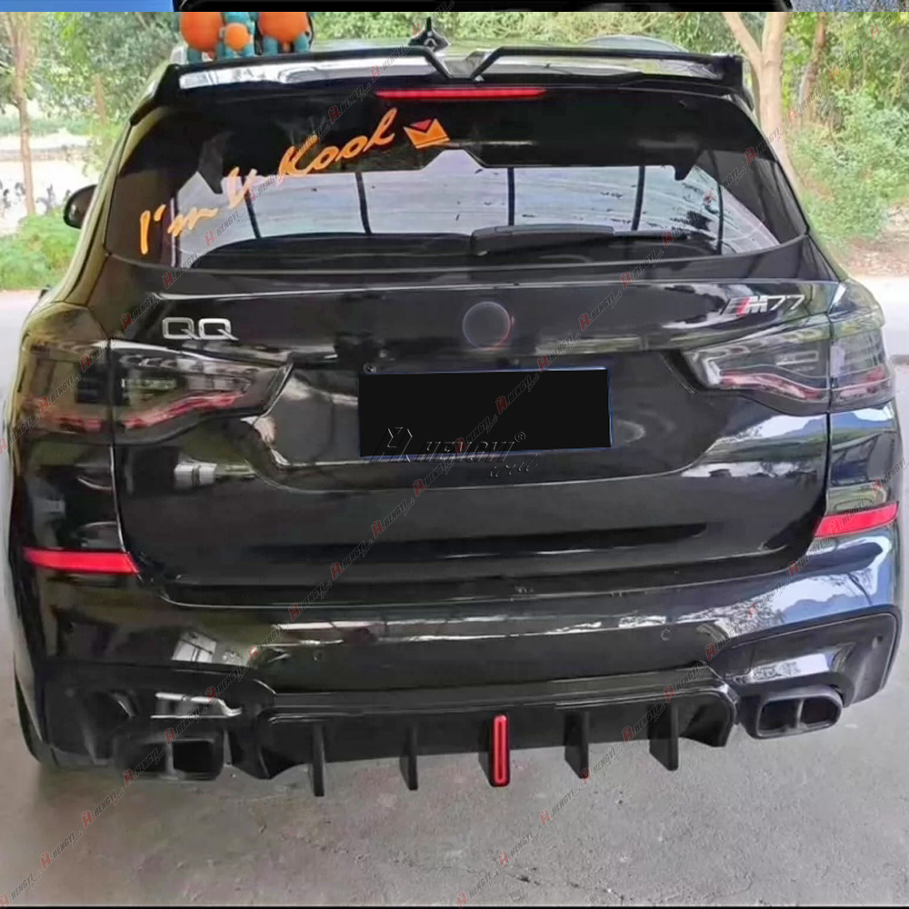 Gloss Black Rear Diffuser Lip W/Light For 18-21 BMW G01 X3 M40i M-Sport US Stock