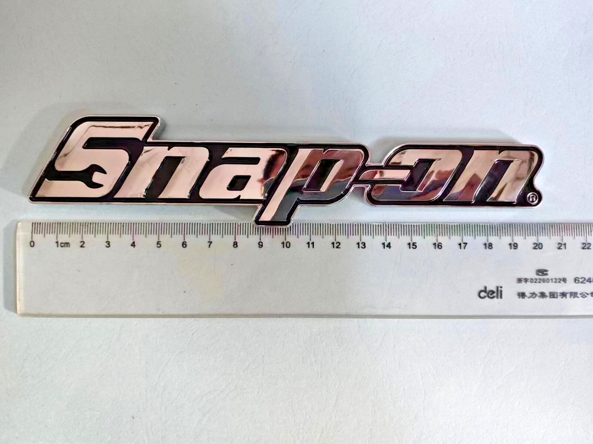 2PCs SNAP-ON TOOL BOX LOGO EMBLEM Chrome Silver Badge Decal 8″ INCH LONG – NEW