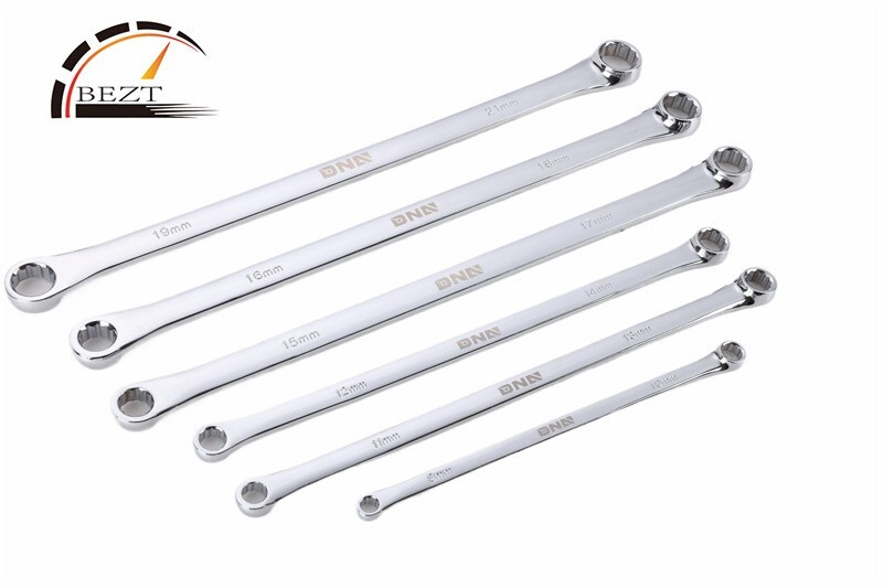 Polished ‎Chrome Vanadium Steel Extra Long Ratcheting Wrench Tool Set w/Bag 6Pcs
