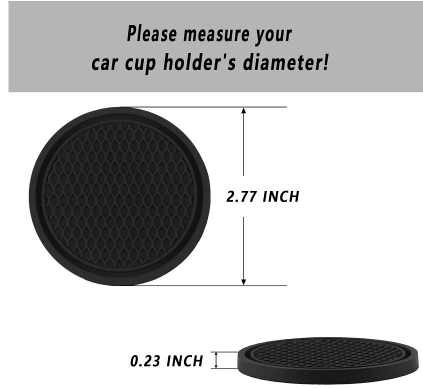 4Pc Silicone Car Cup Holder Coasters Non Slip Universal Black