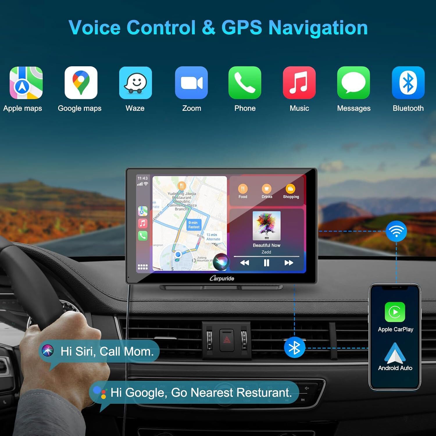 Carpuride W703 Wireless Carplay Android Auto 4K Front Camera Super Link Stereo
