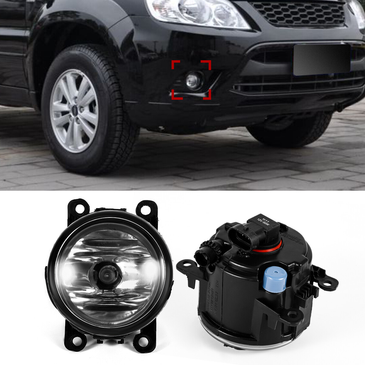 2pcs Driver&Passenger Fog Light Lamp + H11 Bulb 55w Right & Left Car Accessories