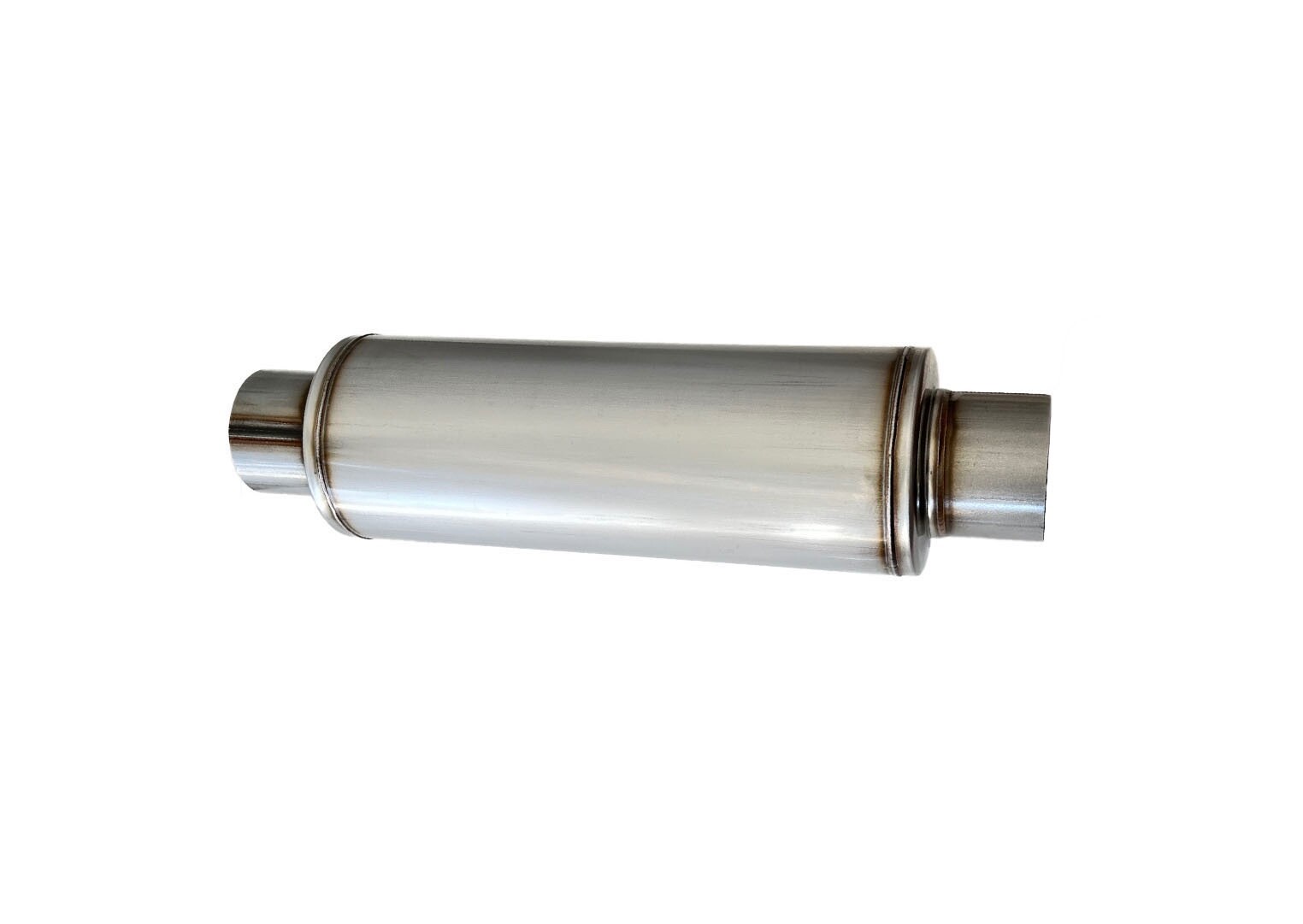 Muffler 3″ Inlet/Outlet 19″ Overall 5″ Round body Performance Hi-Flow Exhaust