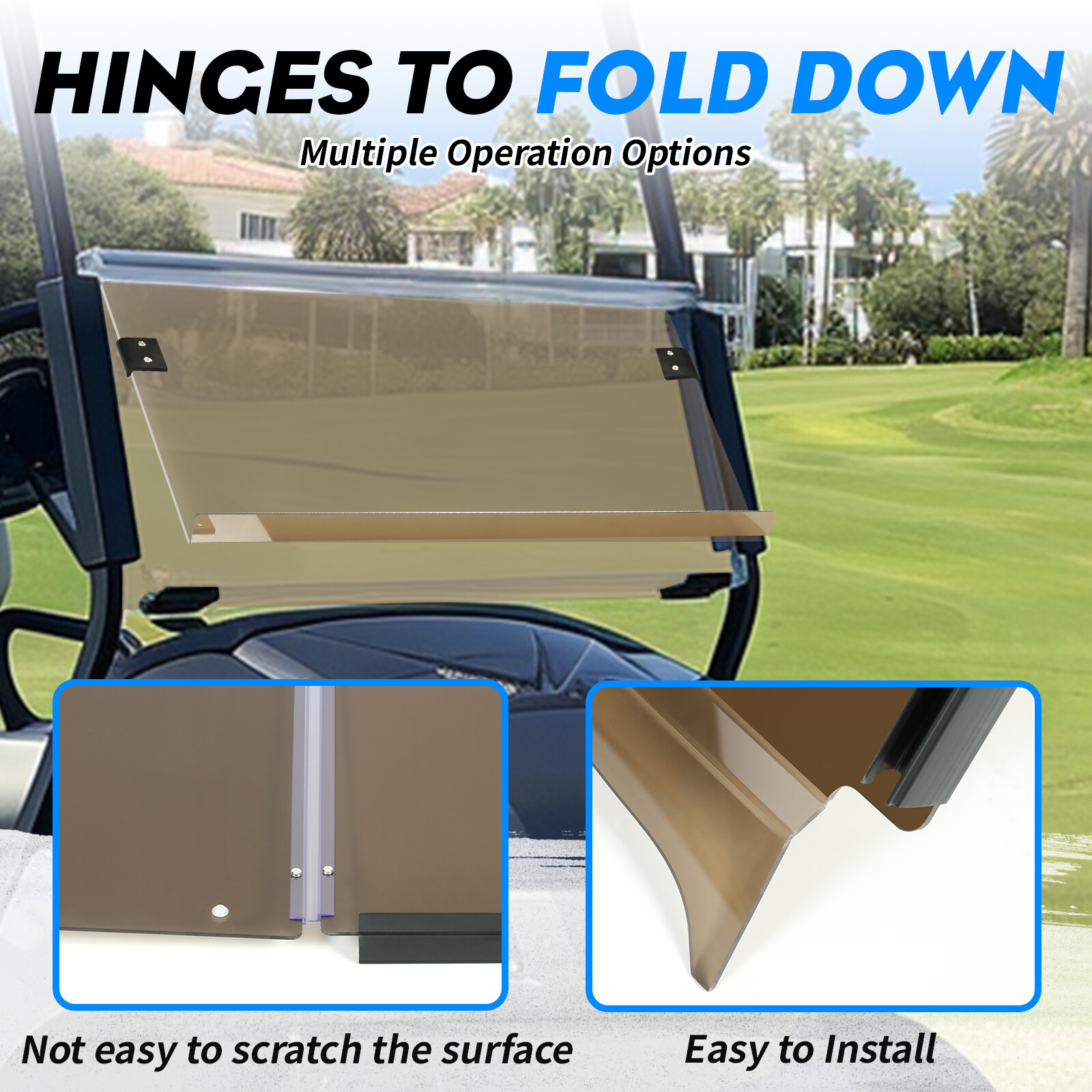 Fit Yamaha G29 DRIVE 2 Tinted Windshield Folding (2017-UP) *NEW* Golf Cart Part