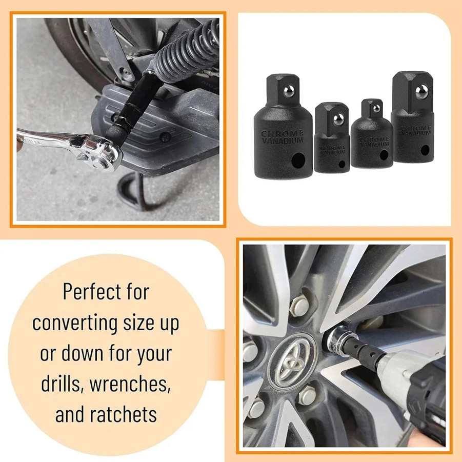 4PCS Impact Socket Adapter Reducer Set – Heavy Duty Drive Converter Tools – NEW