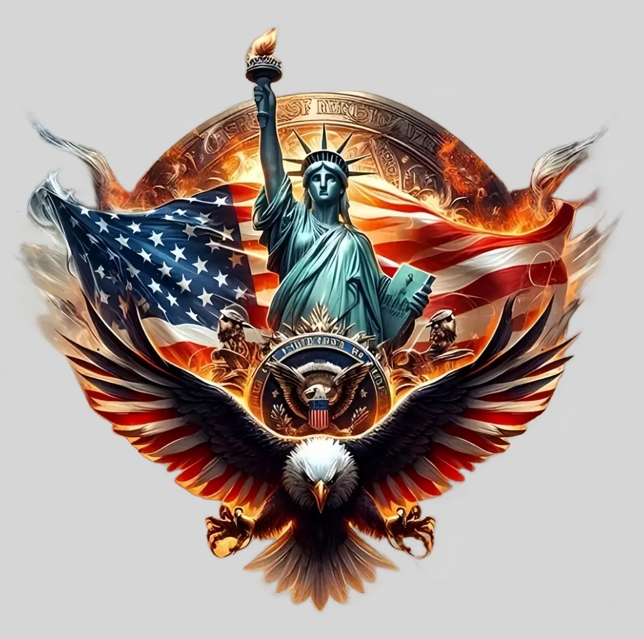 United States America US Flag Eagle Statue of Liberty 5” Inch Sticker Decal 1PC