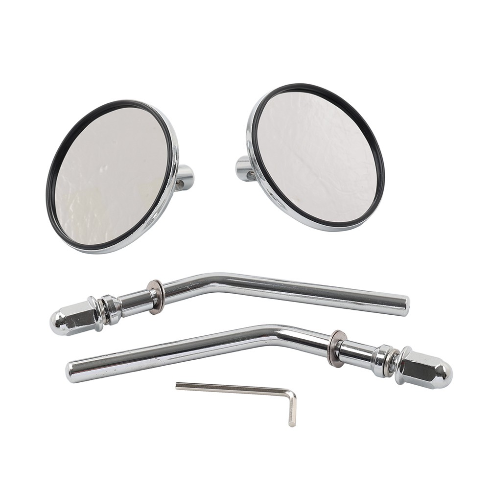 Motorcycle Round Retro Rearview Side Mirrors Chrome For Harley Davidson 8mm