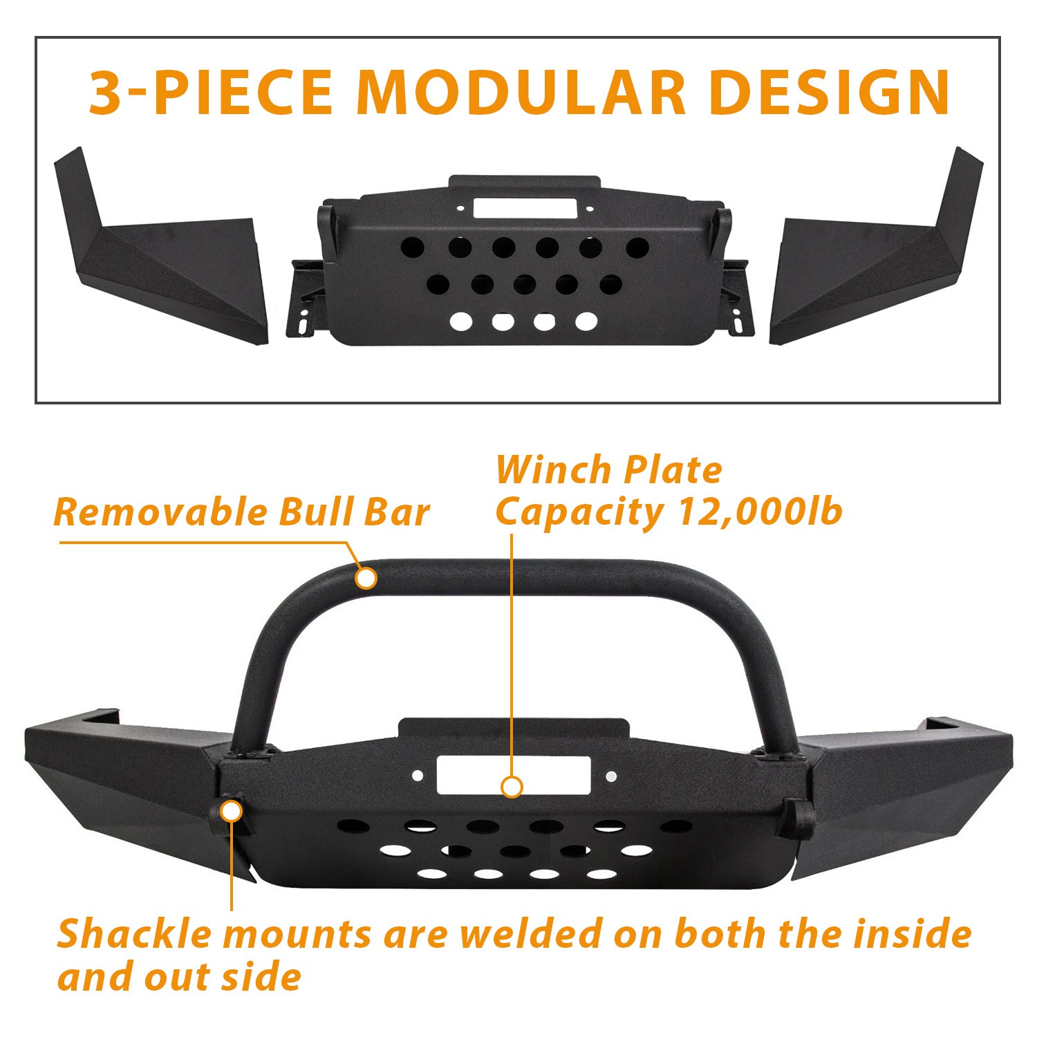 For 1998-2011 Ford Ranger Modular Front Winch Bumper with Bull Bar