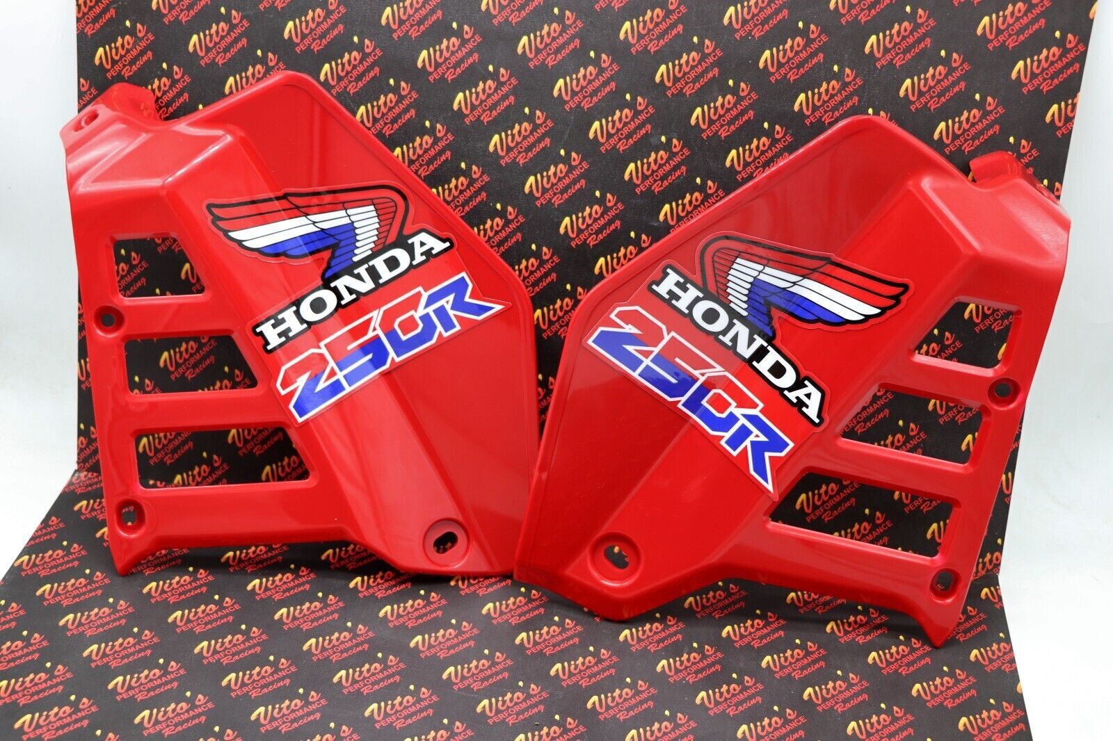Radiator Shrouds tank plastic guards Honda ATC250R 1985 1986 RED + sticker kit
