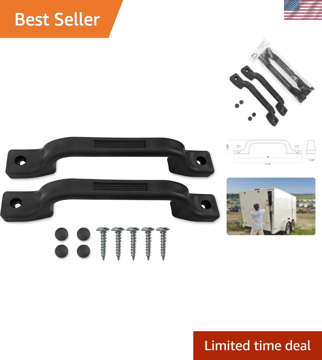 Lightweight Plastic RV Grab Handles with Mounting Hardware – Two Pack