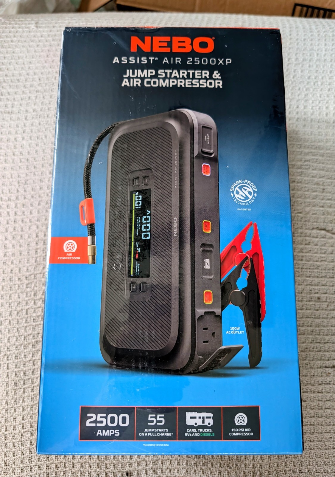 NEBO Assist Air 1500XP Portable Jump Starter, Power Bank & Air Compressor