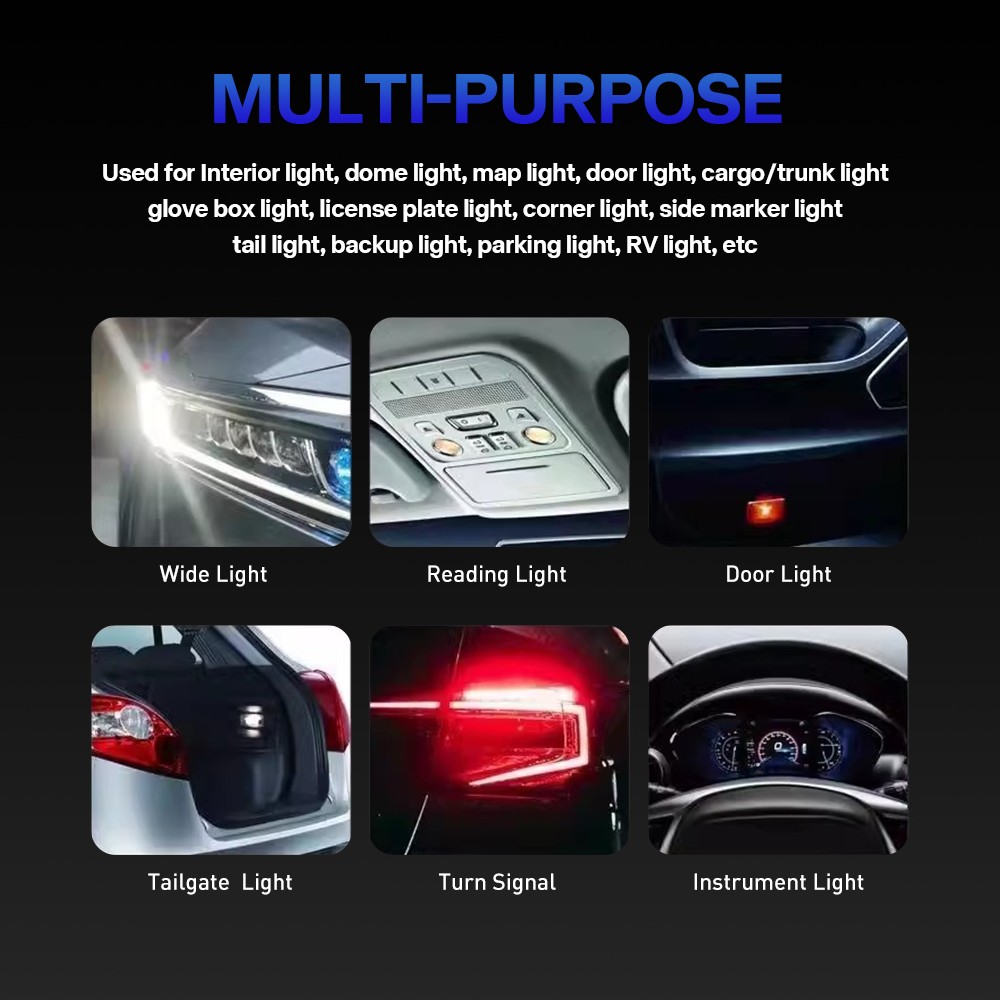 30x LED License Plate Interior Light Bulb T10 194 168 W5W 2825 White 6000K