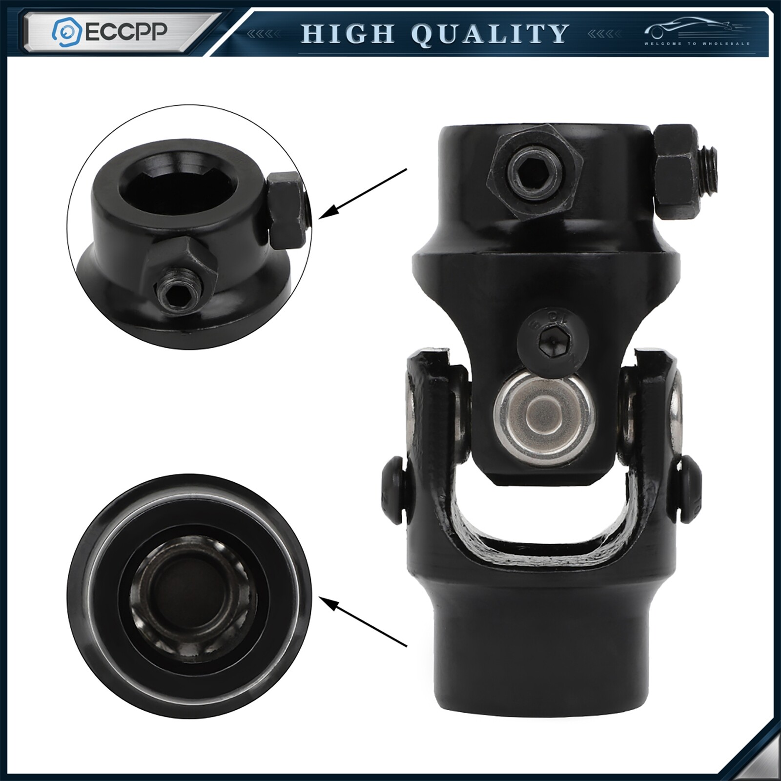 3/4″ DD x 3/4″ Round Black Steering Shaft U Joint Universal Warranty 1 Year