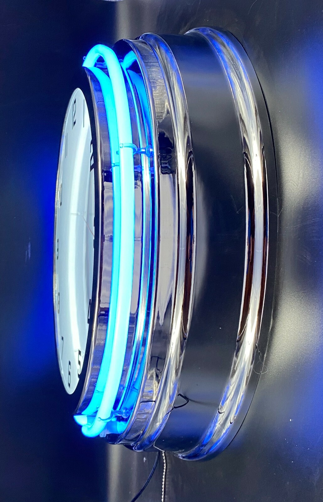 19″ Studebaker Service Blue Double Neon Clock Chrome Man Cave Garage