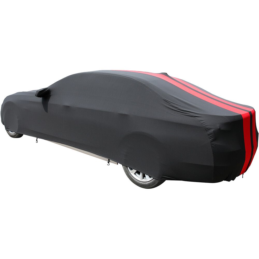 For Chevrolet Corvette C8 Indoor Dust Proof Black+ Red Line Stretch Car Cover US