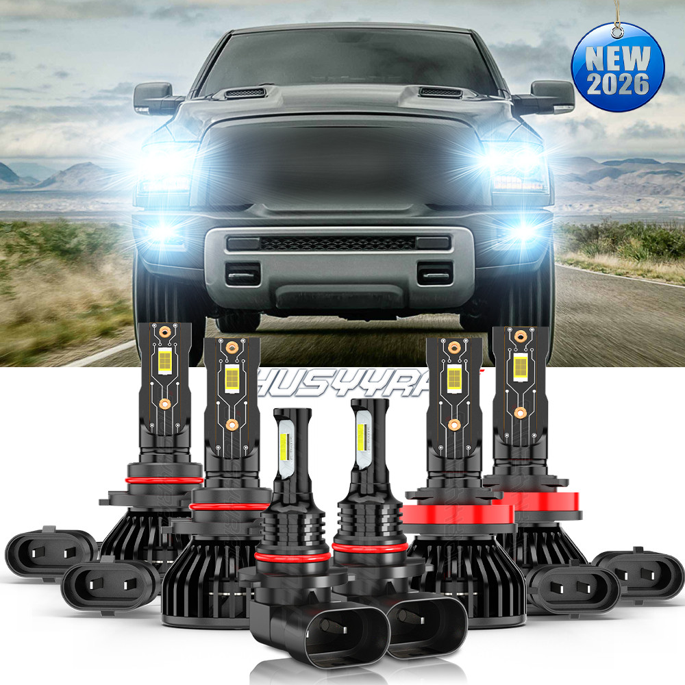 For Ram 1500 2011-2018 LED Headlights Kit Hi-Lo Beam + Fog Light Bulbs 12000LM