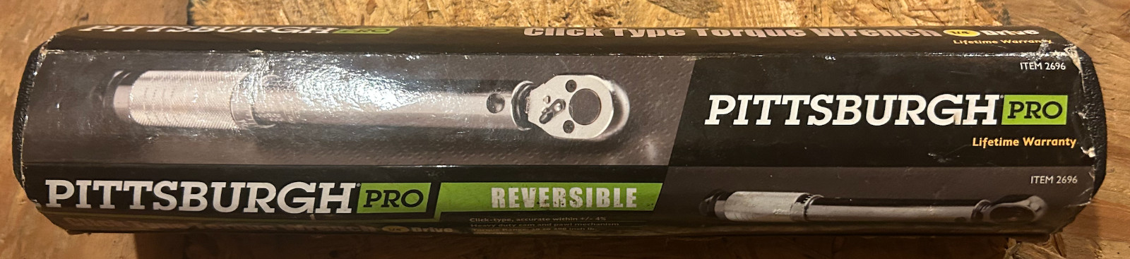 Pittsburgh Pro Click Type Torque Wrench Reversible 1/4″ Drive Item 2696 w/ Case