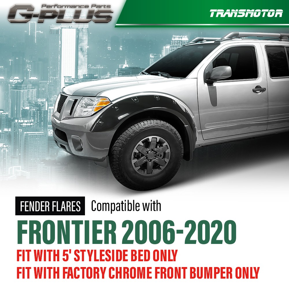 Fender Flares Pocket Rivet Style Smooth Fit For Nissan Frontier 06-20 5′ Bed