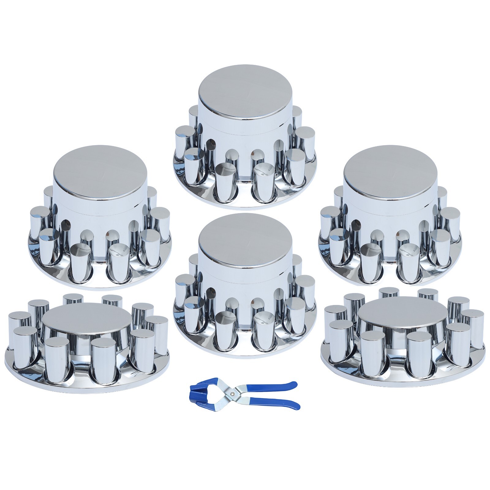 Chrome Hub Cover 33mm Lug Nut Wheel Axle Cover Thread-On Kit Semi Truck Complete