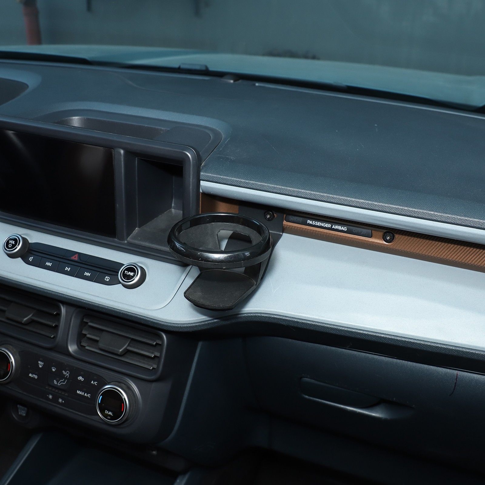Navigation Screen Right Cup Holder Carbon Steel+ABS Black For Ford Maverick 22+