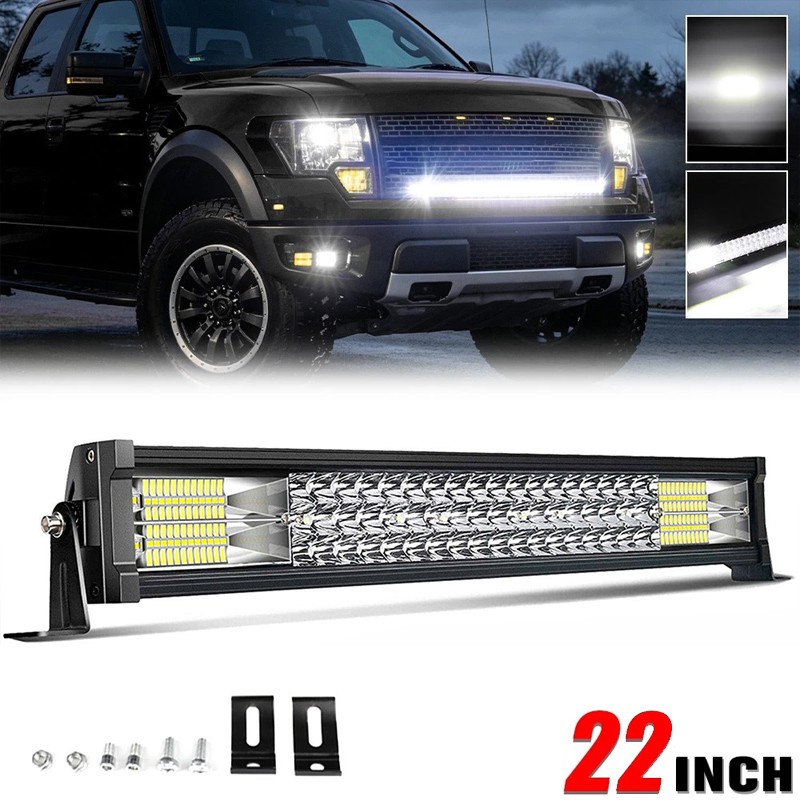 22″ inch 1200W Led Light Bar Tri-Row Spot Flood Combo Work 4WD Truck SUV ATV 24