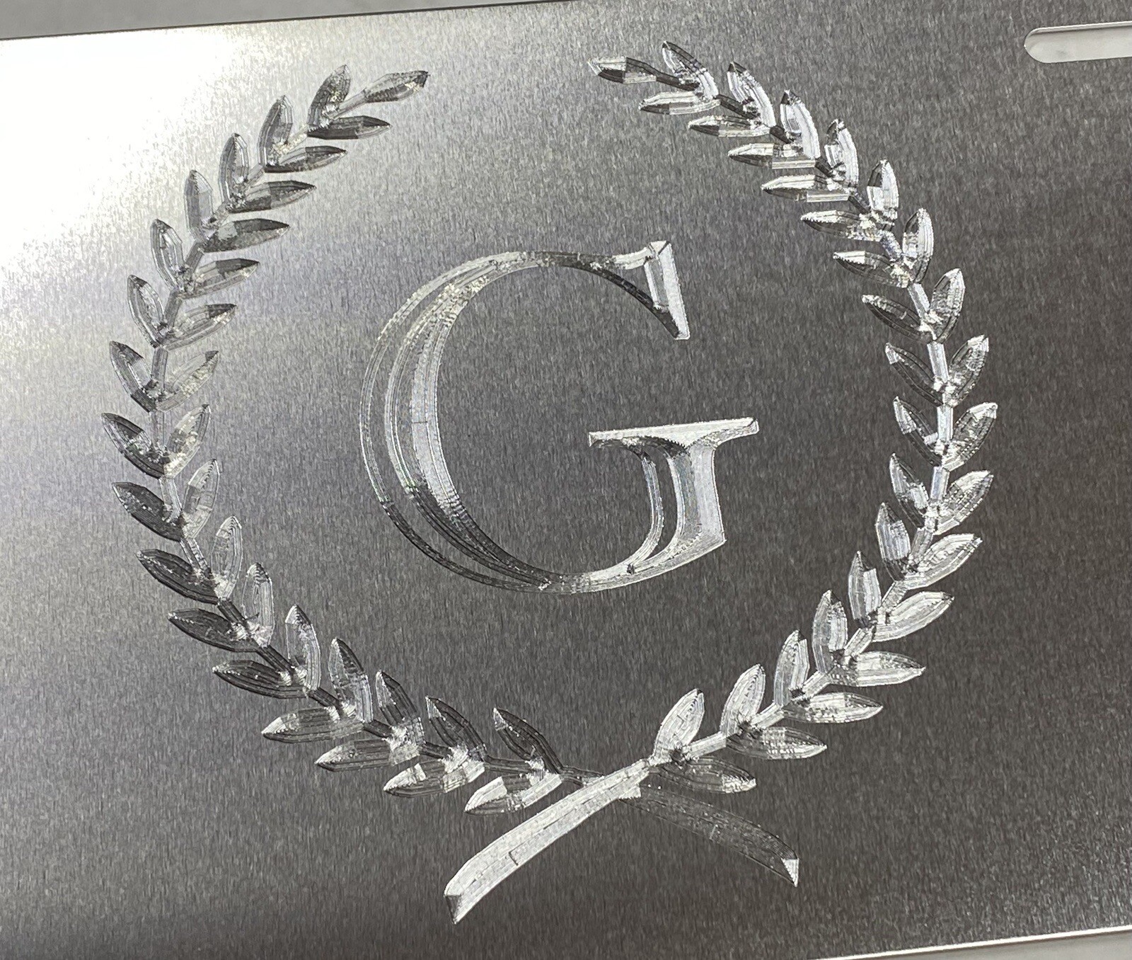 Custom Engraved Monogram Crest Car Tag Diamond Etched Silver Metal License Plate
