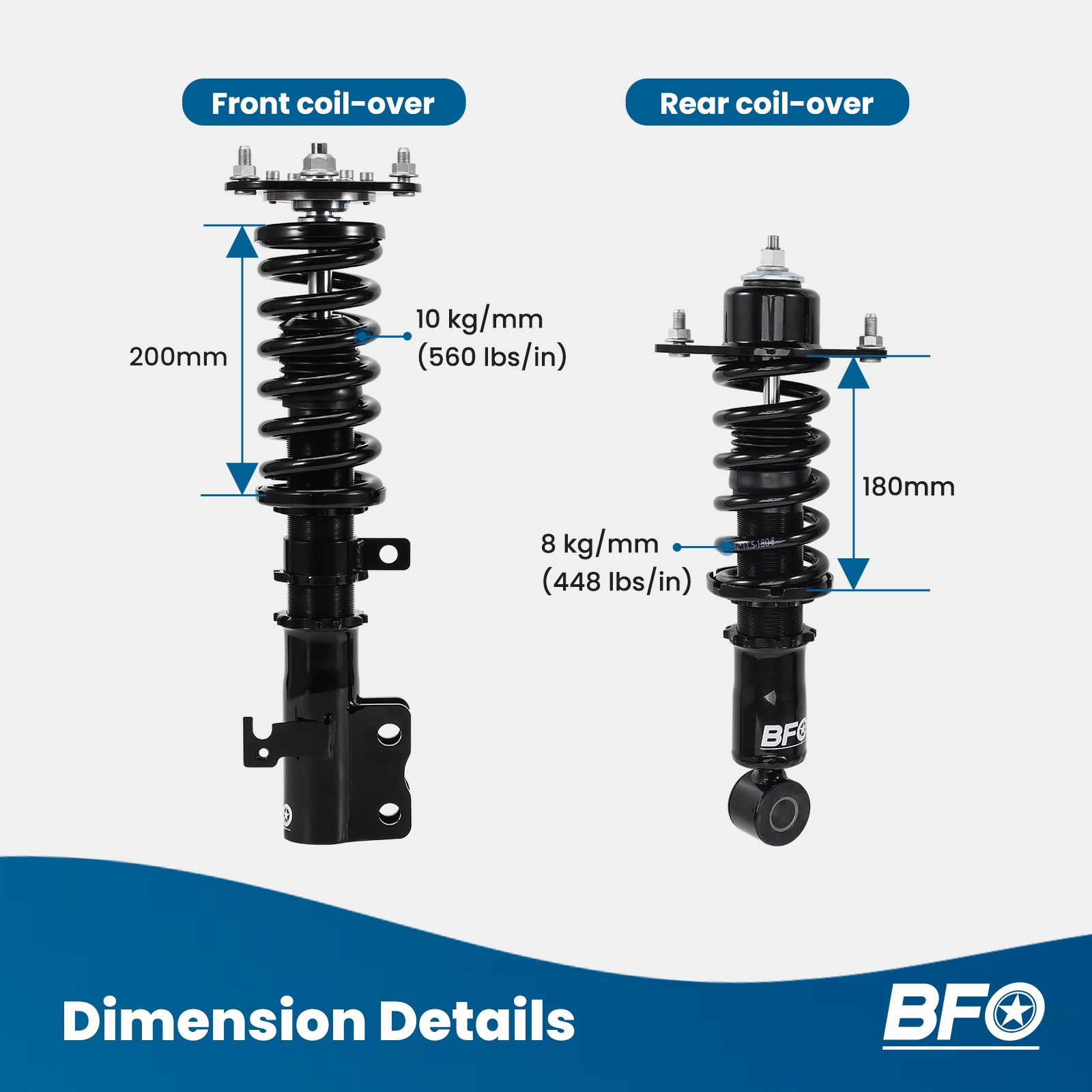 BFO Coilover Lowering Kit For Toyota Corolla 03-08 / Matrix 03-08 E120 E130