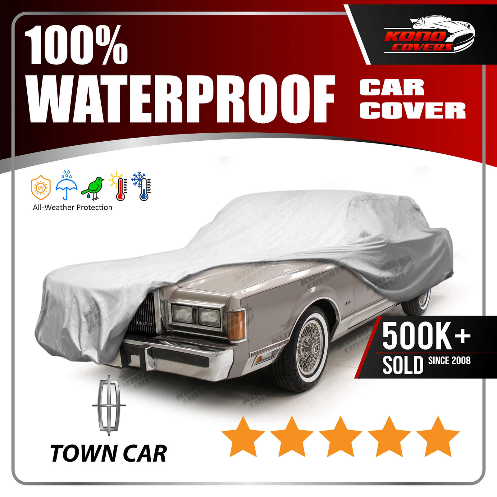 Lincoln Town Car 1981-1989 CAR COVER – 100% Waterproof Breathable UV Protection