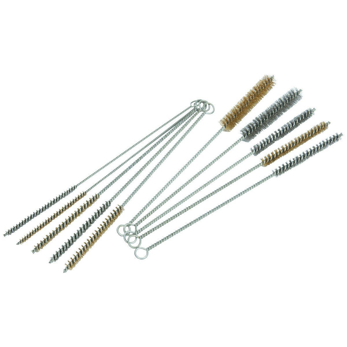 10 Piece Tube Bottle Brush Kit Brass Stainless Steel Bristle 12″ Long 1/4 -3/4in