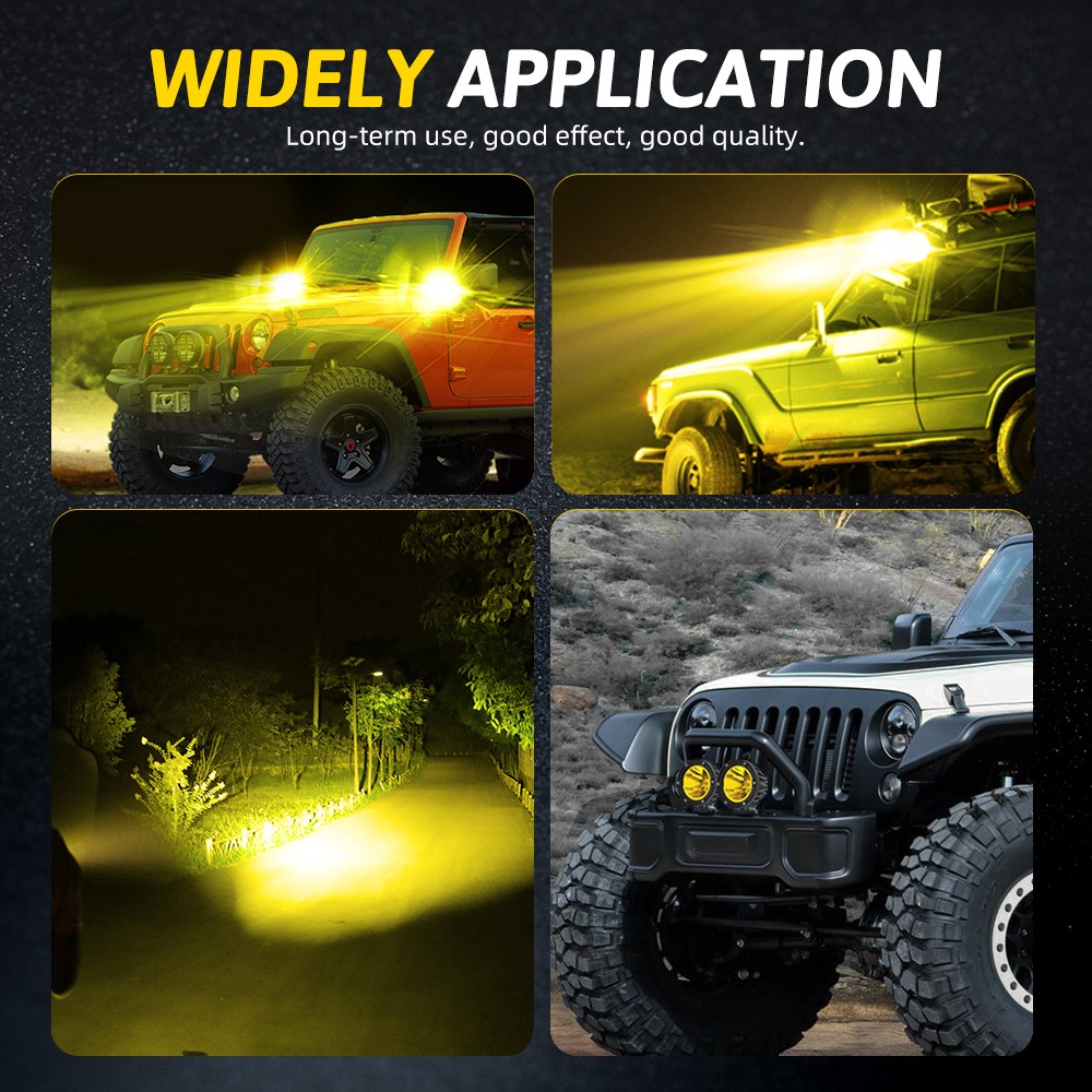 AUXBEAM 4″ Amber LED Work Light Bar Spot Pods Offroad Truck ATV Driving Fog Lamp